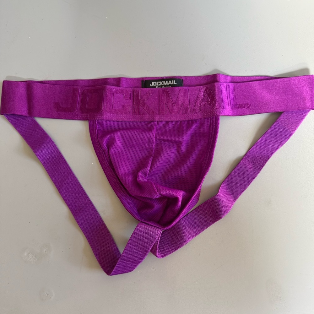 JOCKMAIL Large XL shiny purple jockstrap medium gay Underwear 30 31 32 33 34 NWT